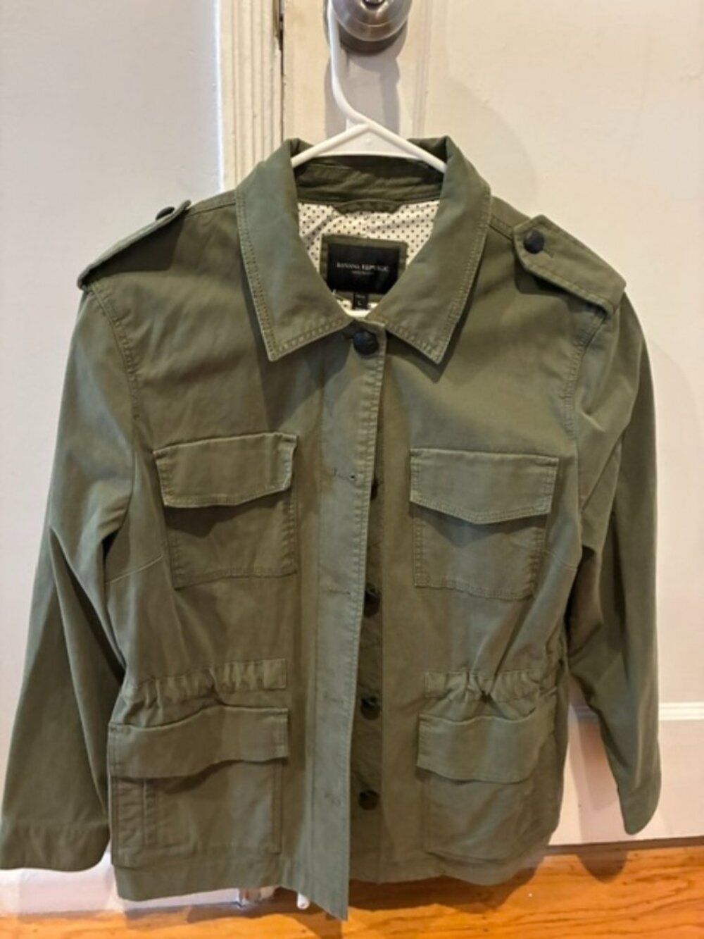 Banana Republic Petite L Olive Green Cotton Utility Field Jacket